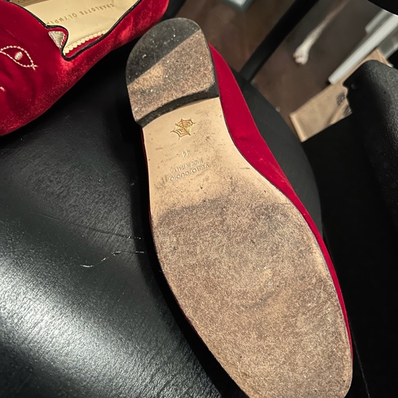 Tom Cats in red suede by Charlotte Olympia